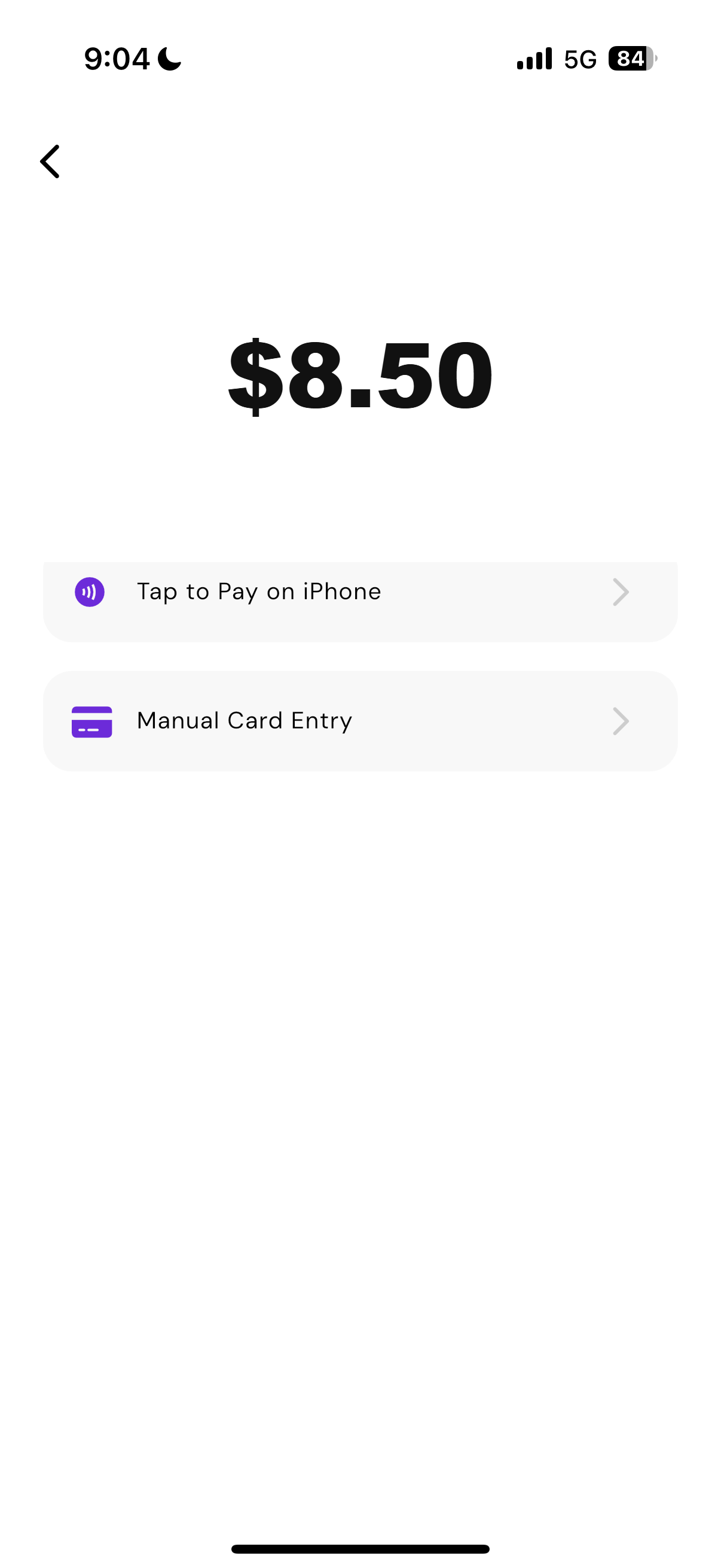 CoreMobile Tap to Pay screen, Schools & Concessions