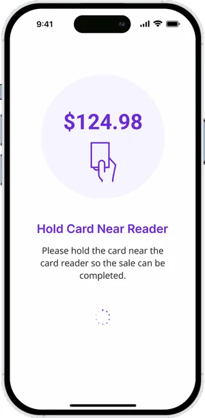CoreMobile tap-to-pay checkout on an iPhone